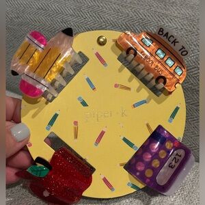 Women's Hair Clips -Back to School 4 Pieces - Apple, Bus, Calculator, Pencil NWT